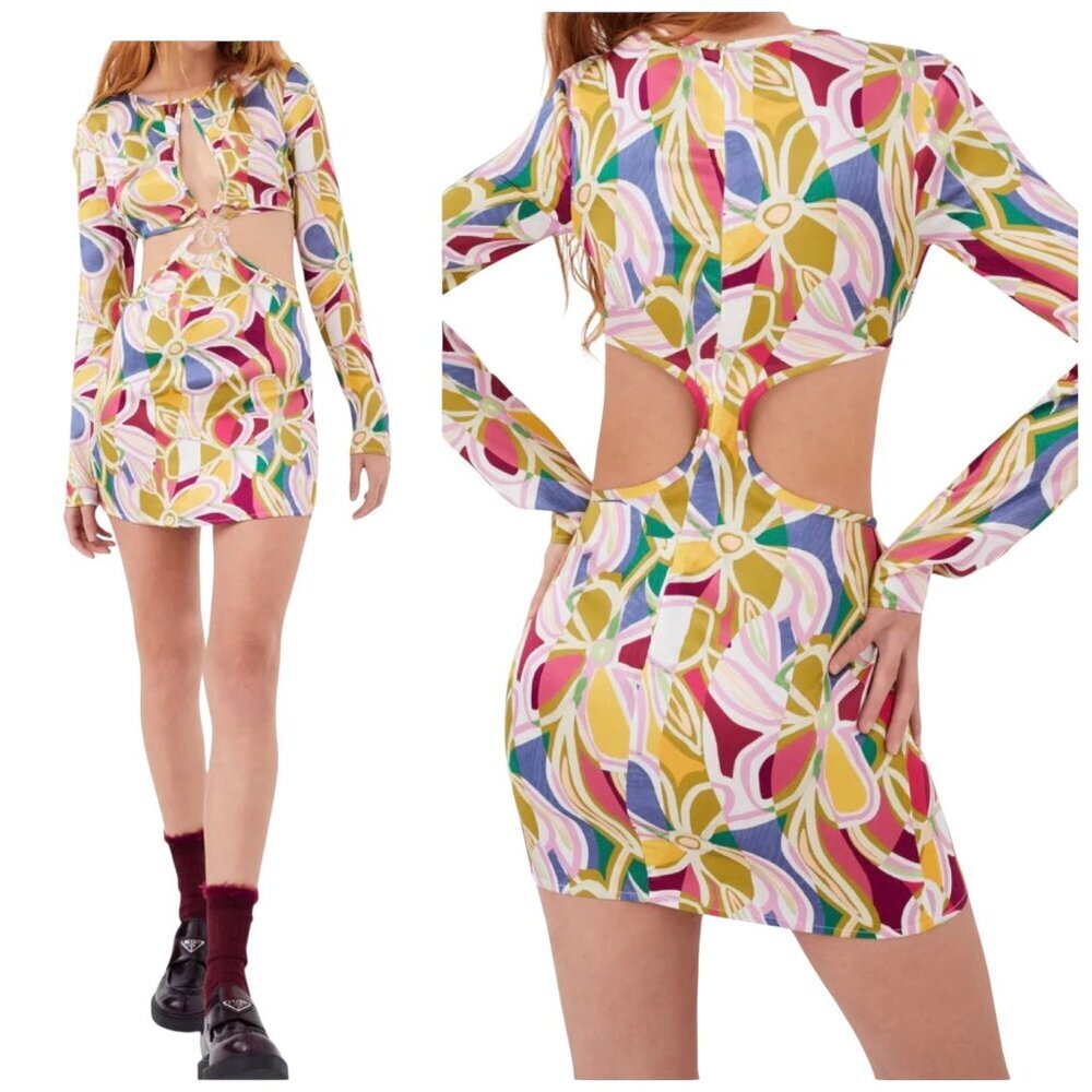 For Love & Lemons Thora Cutout Mini Dress Long Sleeve NWT S